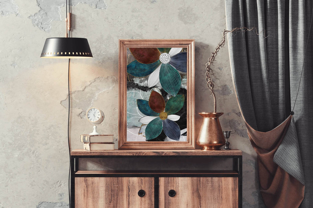 Blue and White Petal Patterns Wall Art - beink online art store