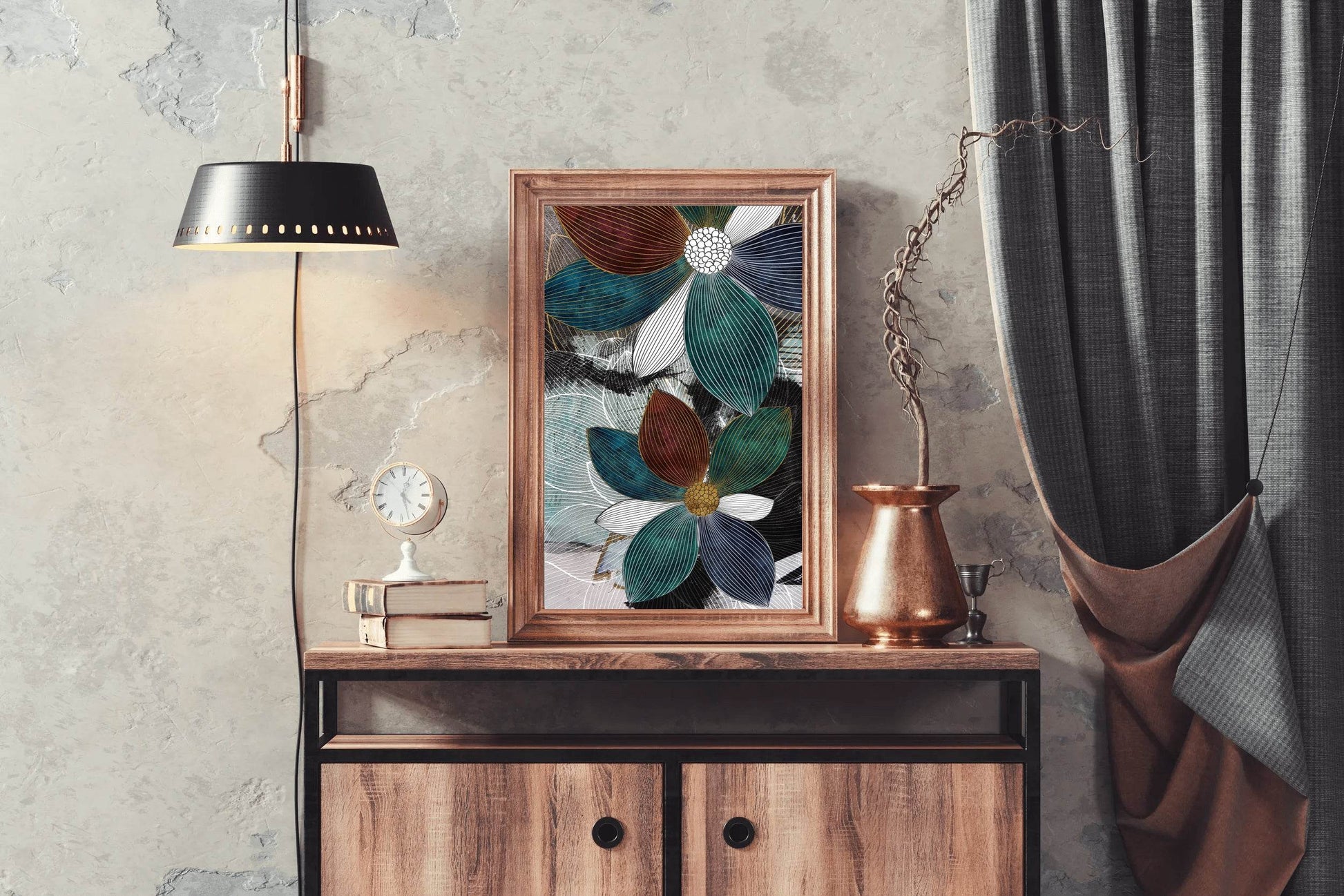 Blue and White Petal Patterns Wall Art - beink online art store
