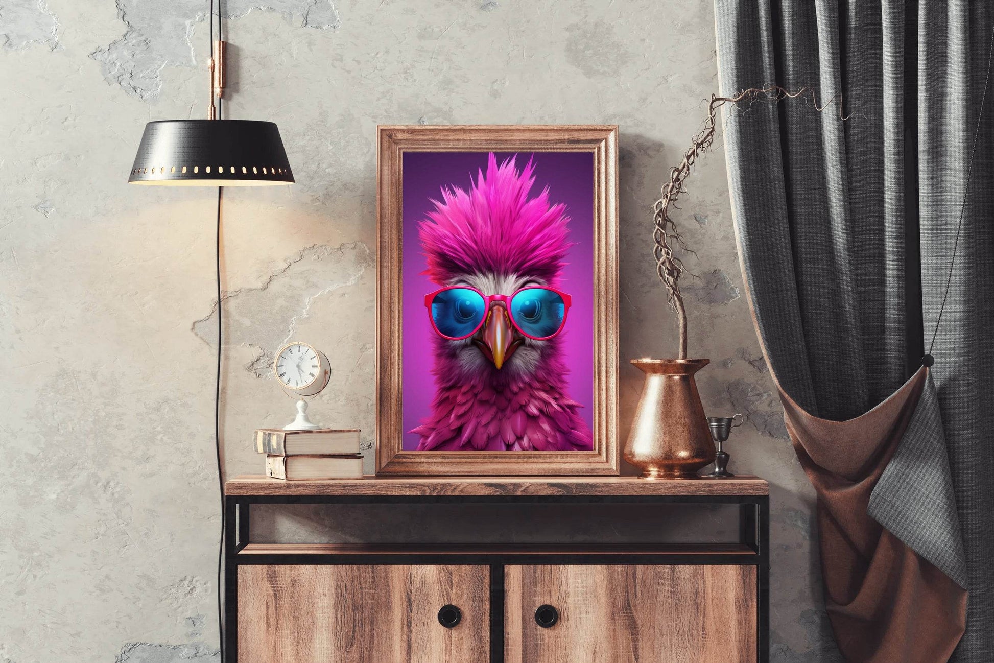 Purple Color Bird Wearing Glasses Wall Art - beink online art store