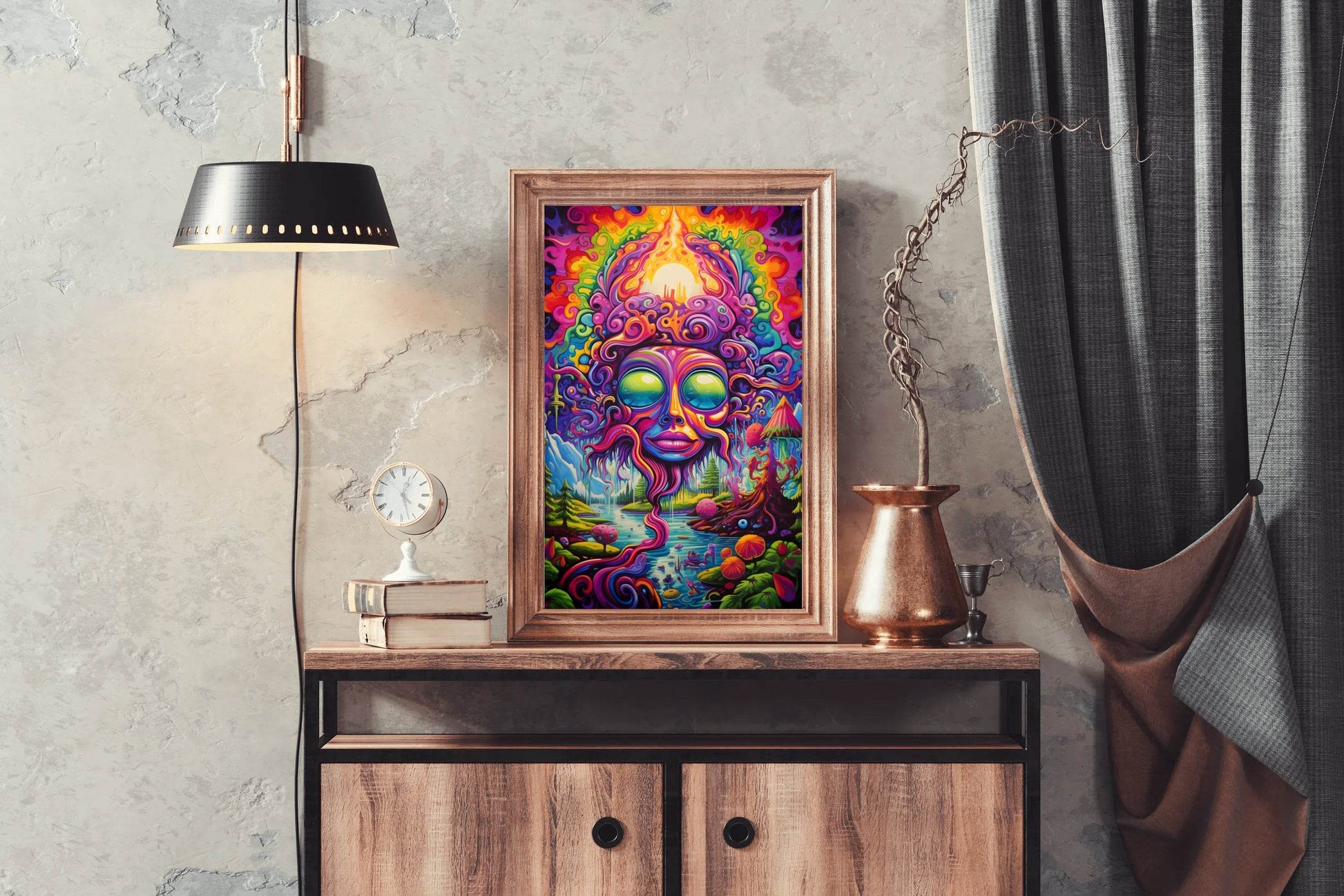 Painting of a Colorful Face Many Objects - beink online art store