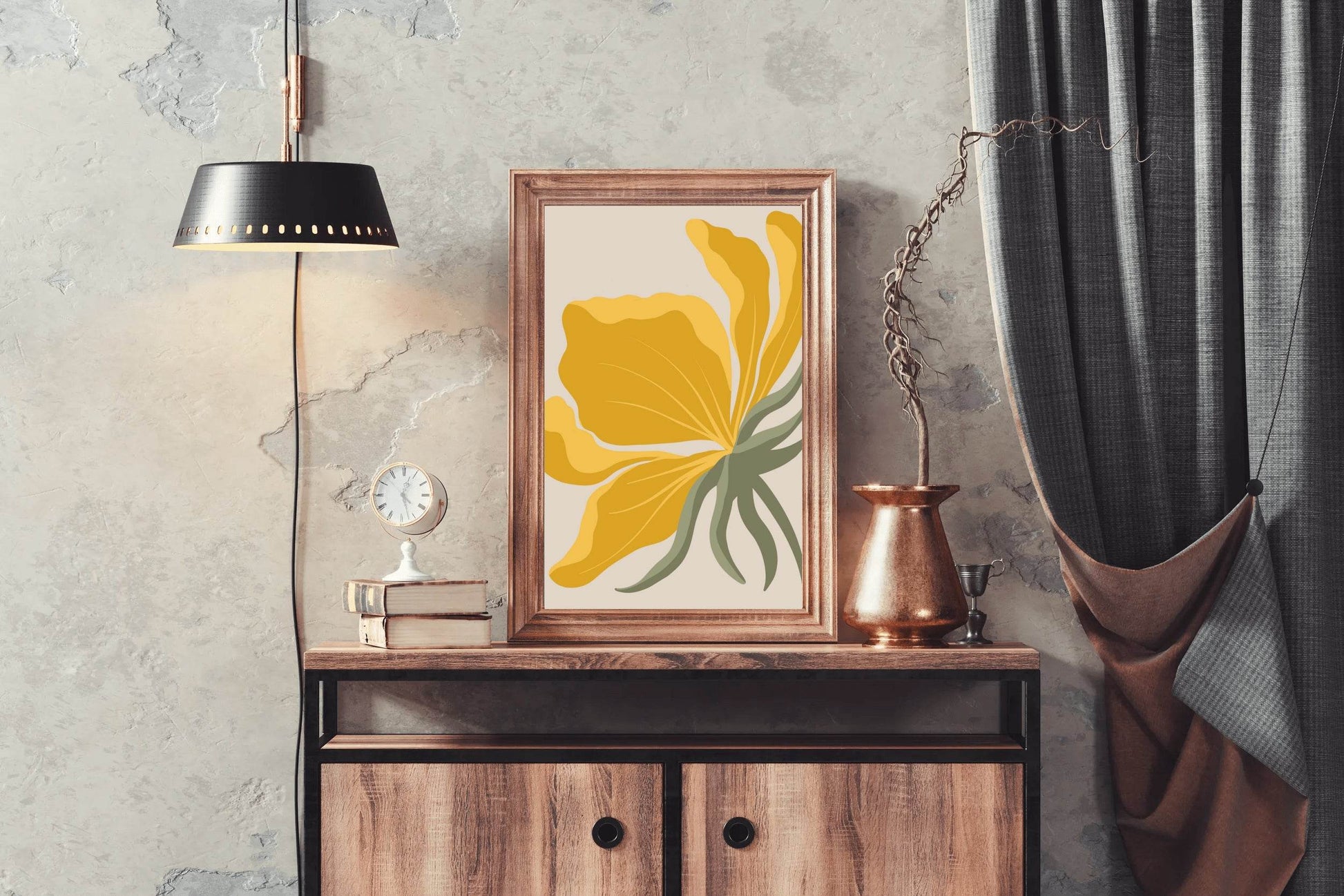 Abstract Stylized Yellow Bloom Flower ArtWork - beink online art store