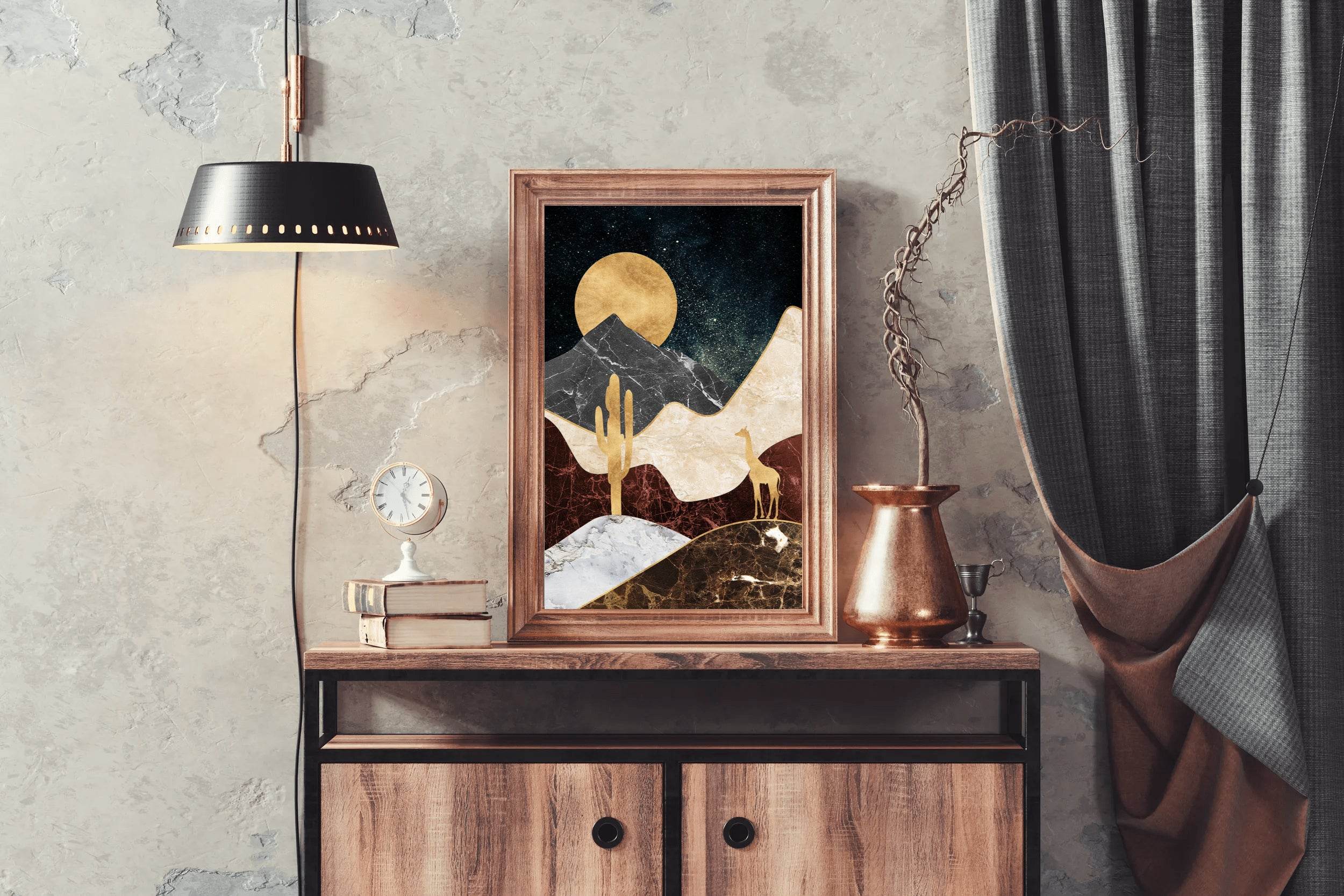 Desert Moonlit Modern Wall Art - beink online art store