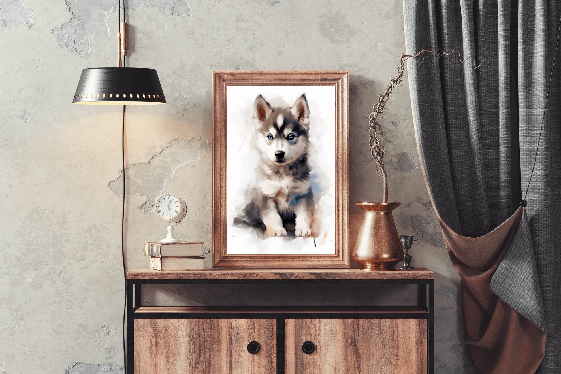 Watercolor Painting of Siberian Husky - beink online art store