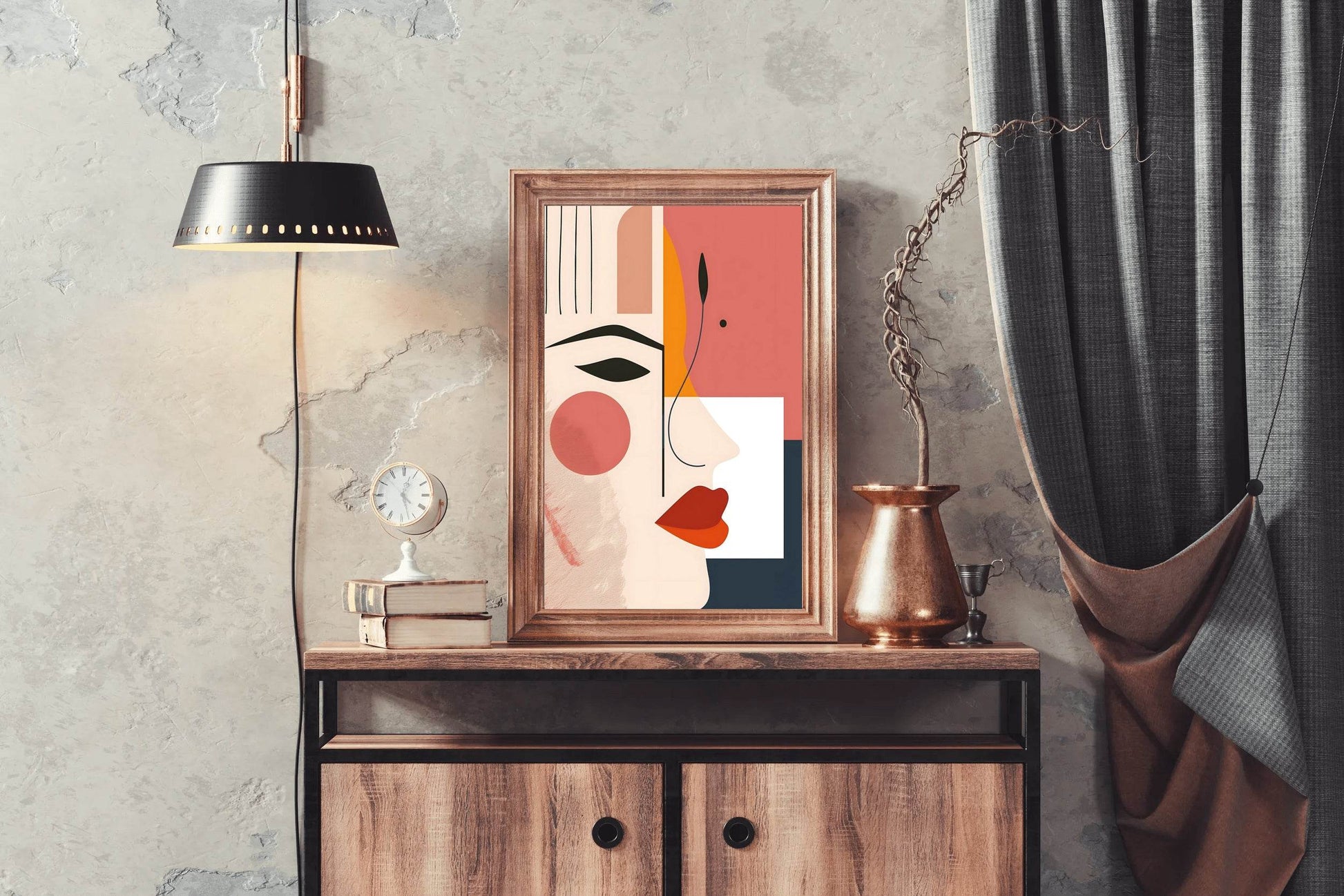 Creative Girl Face Abstract Wall Art - beink online art store