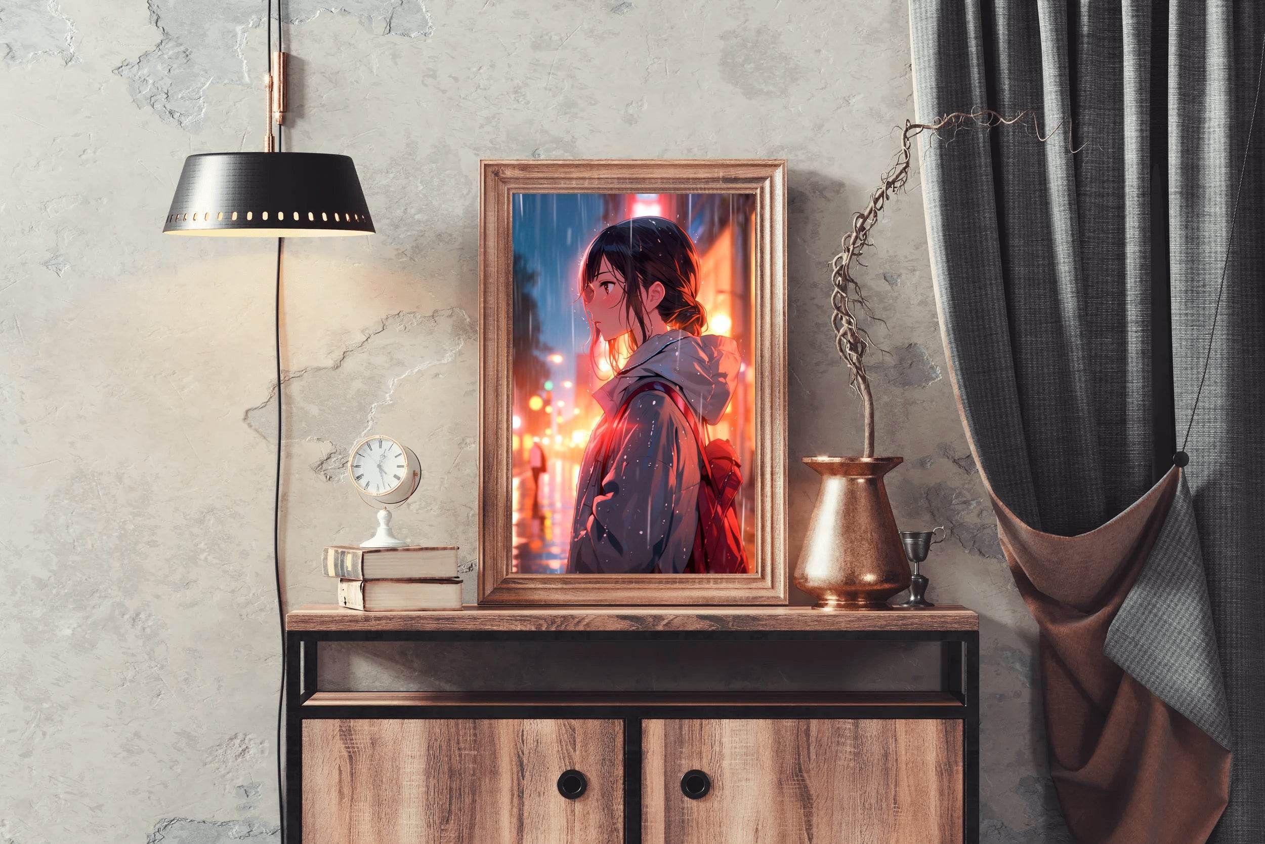 Anime Girl In The Rain Anime Wall Art - beink online art store
