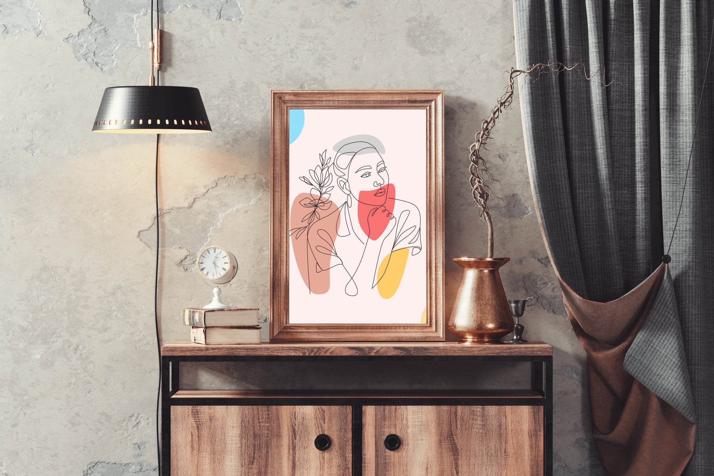 Minimal Design Of A Woman's Face Wall Art - beink online art store