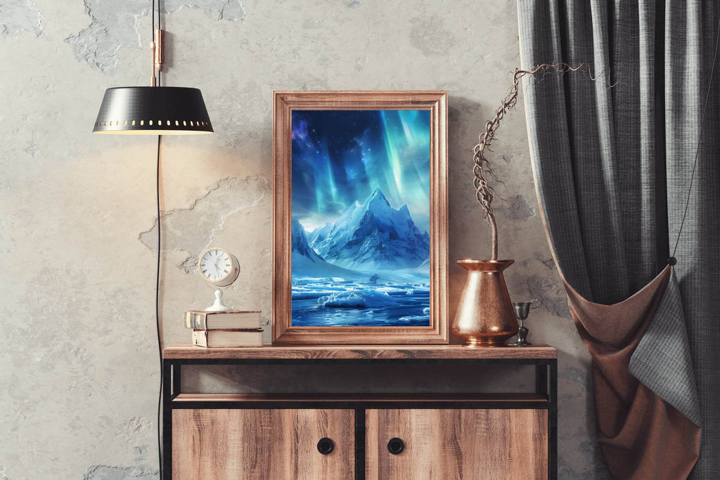Majestic Mountain Breathtaking Northern lights in a polar landscape Wall Art - beink online art store
