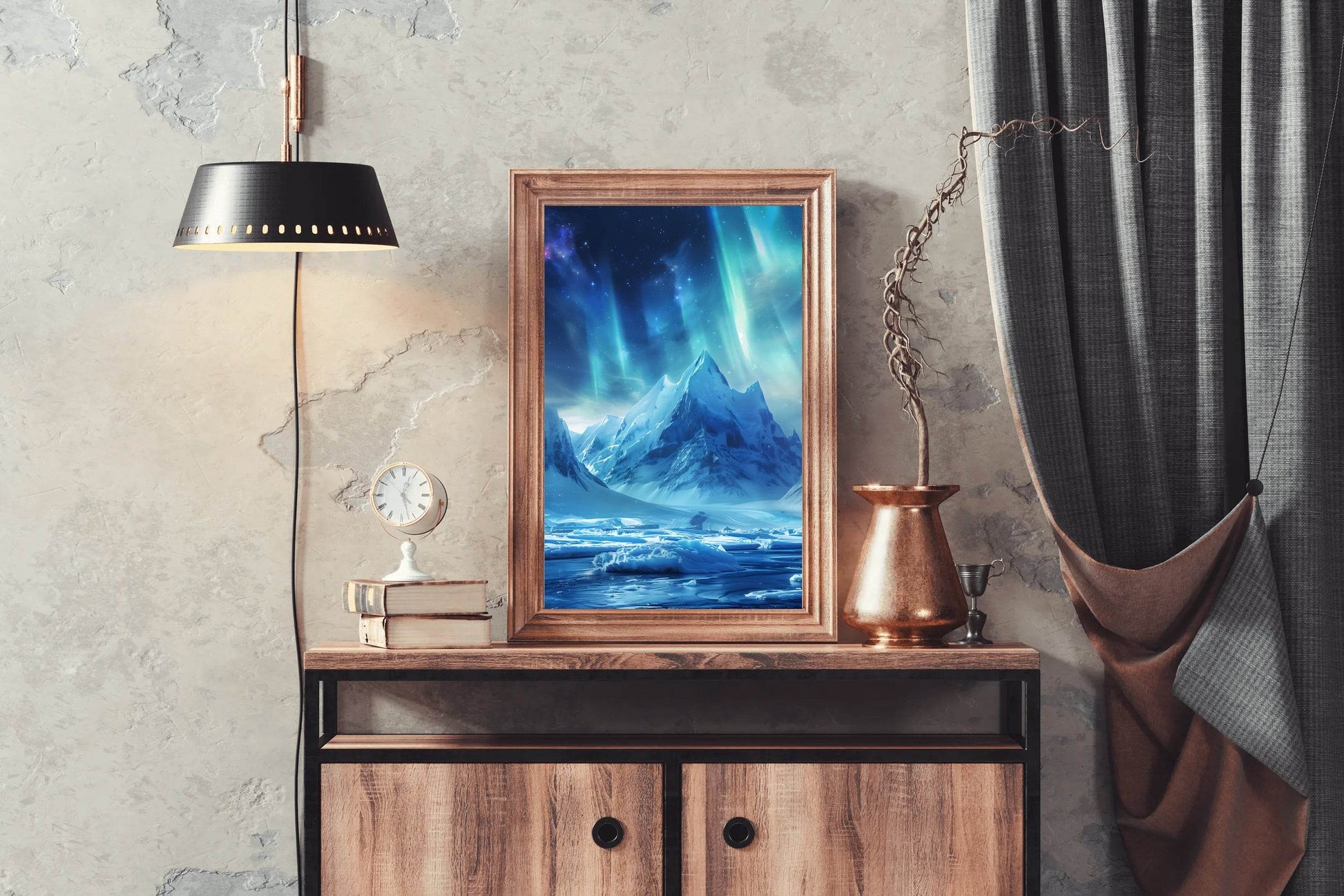 Majestic Mountain Breathtaking Northern lights in a polar landscape Wall Art - beink online art store