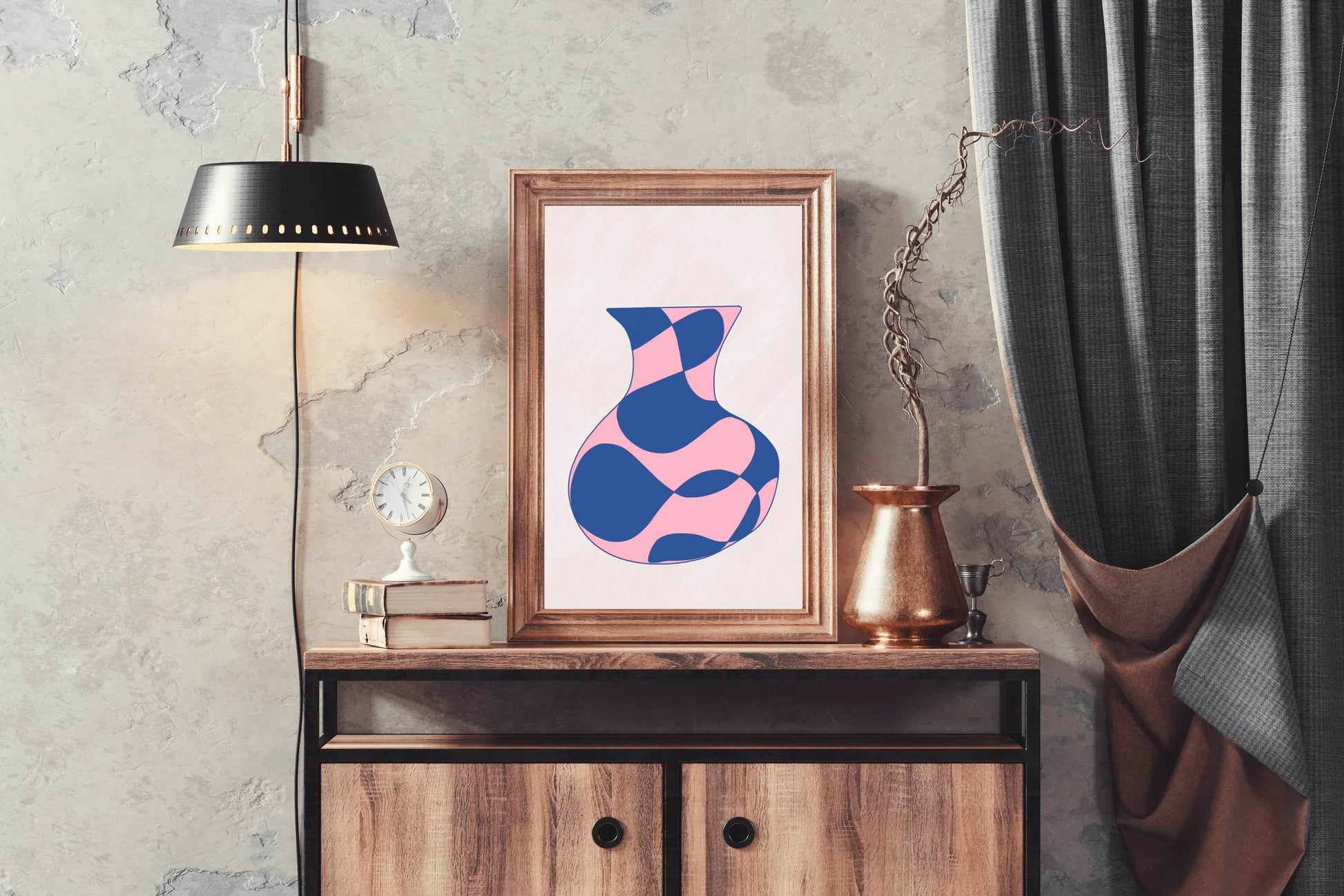 Pink And Blue Vase Wall Art - beink online art store