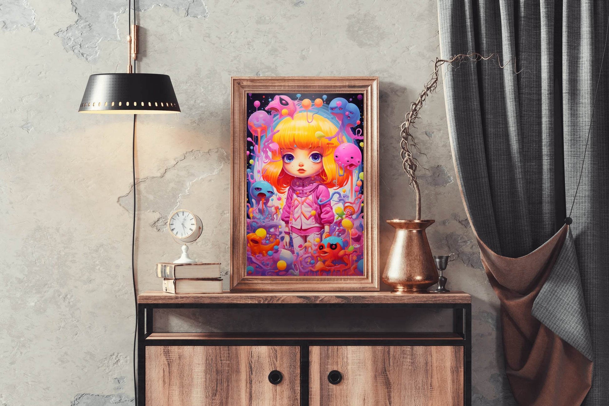 Painting of a Girl with Yellow Hair With Balloon - beink online art store