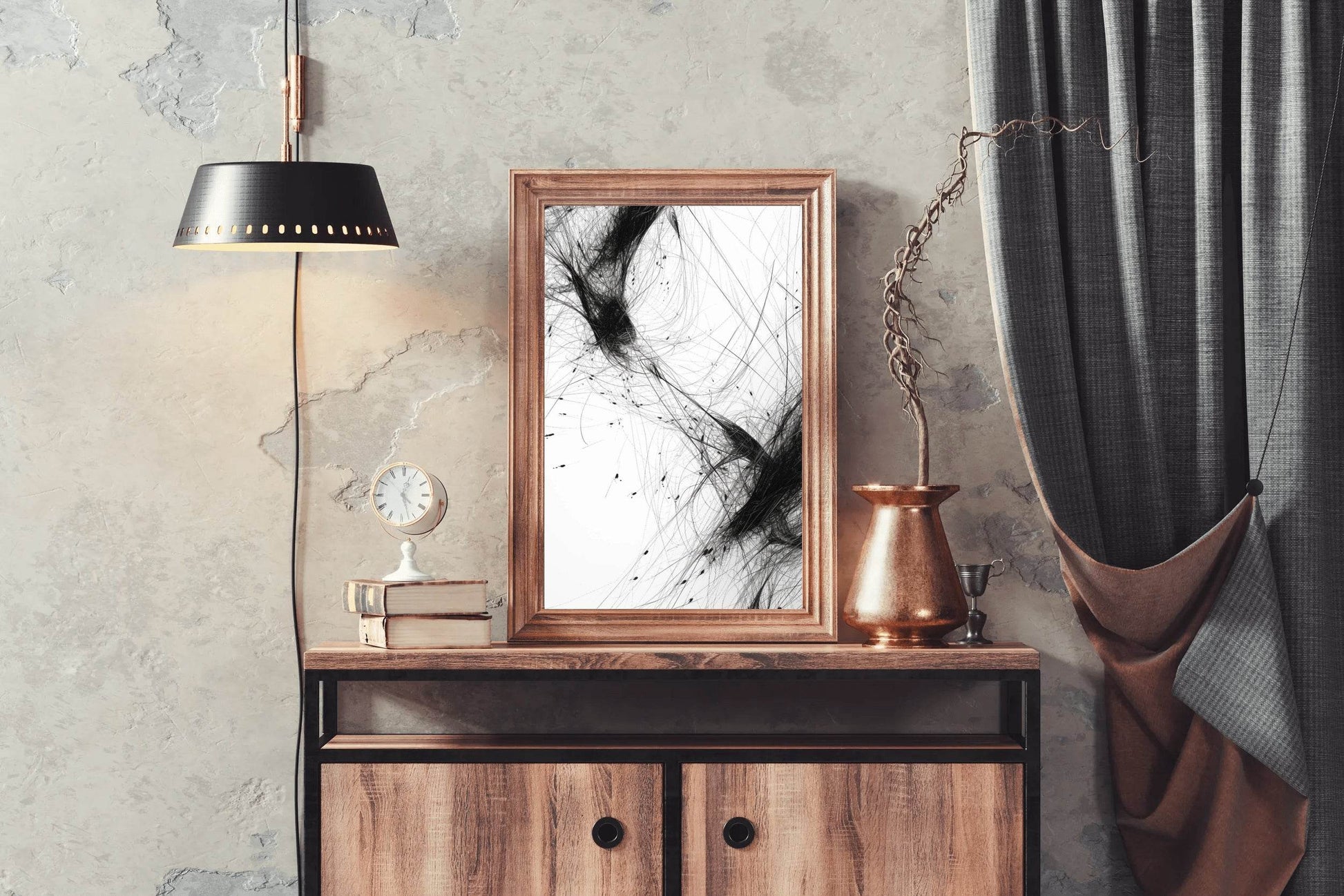 Black Tangled Hairs Modern Wall Art - beink online art store
