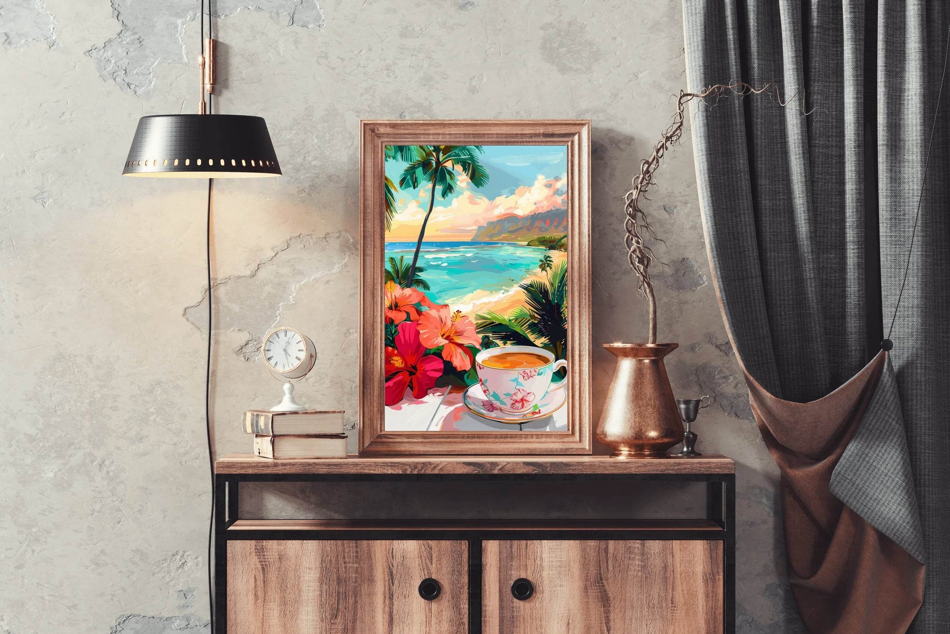 Hibiscus and Tea by the Beach Wall Art - beink online art store
