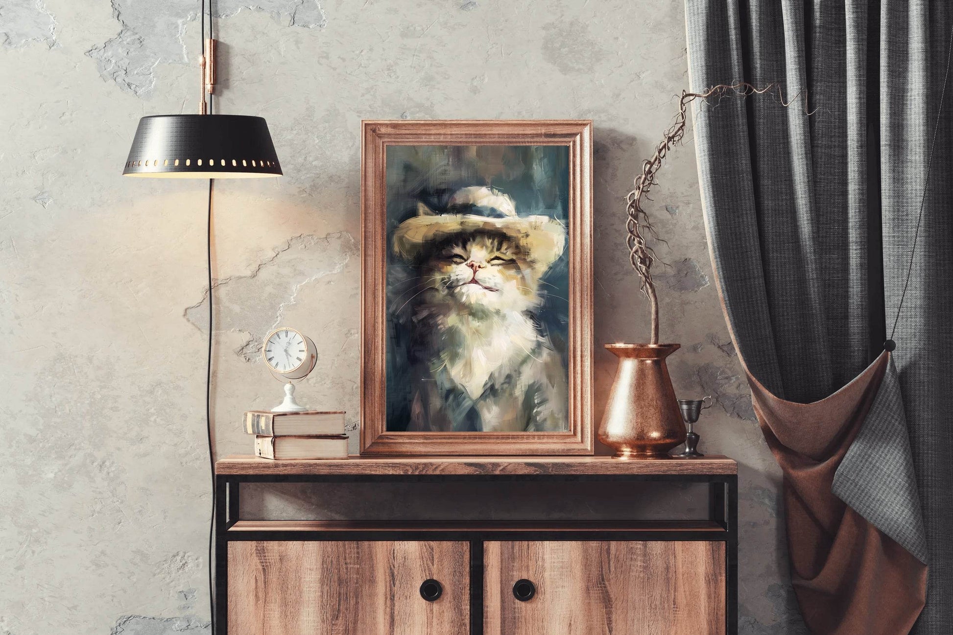 Painting of Smiling Cat With Hat - beink online art store