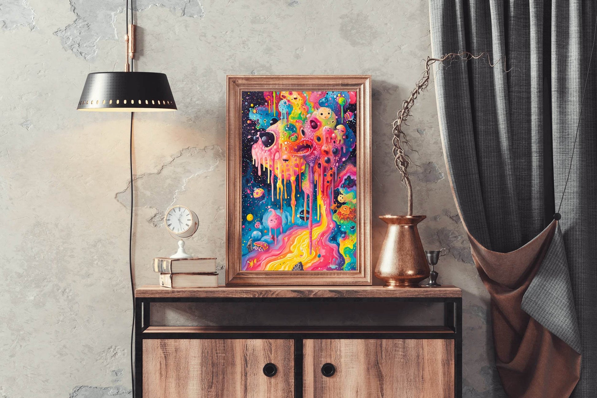 Brightly Colored Psychedelic Painting of a Monster Wall Art - beink online art store