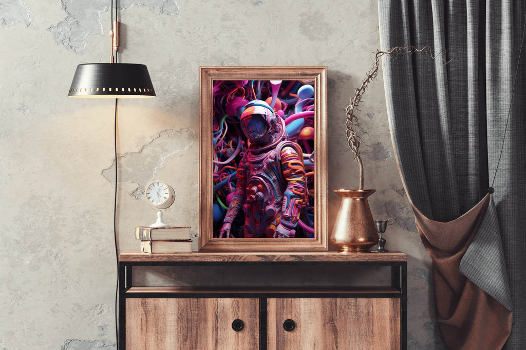 Pink Astronaut fantasy background Wall Art - beink online art store