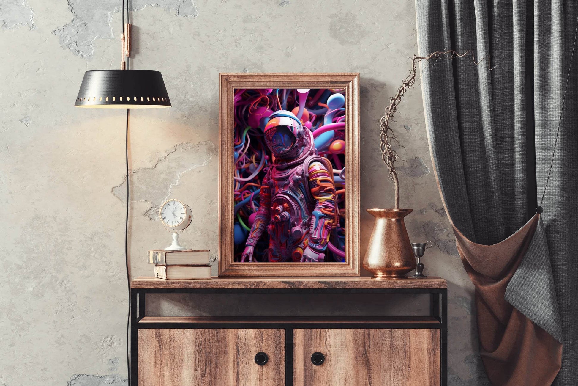 Pink Astronaut fantasy background Wall Art - beink online art store