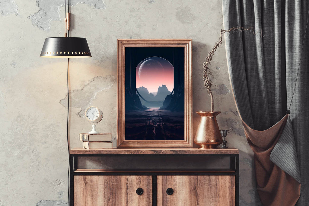 Moon Between The Mountain Wall Art - beink online art store