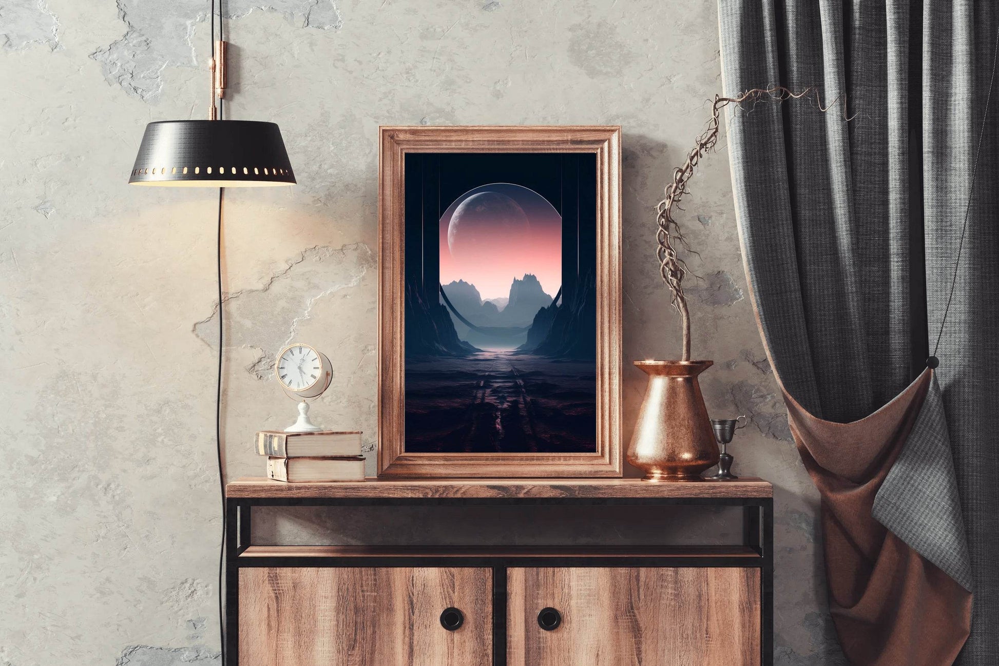 Moon Between The Mountain Wall Art - beink online art store