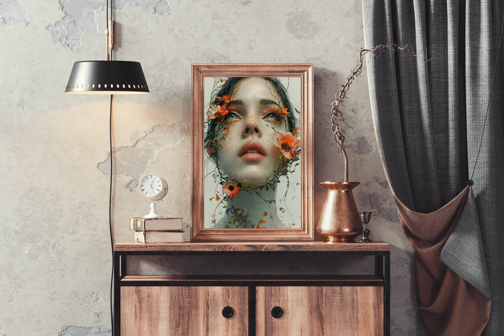 Women With Flowers on Face Digital Art - beink online art store