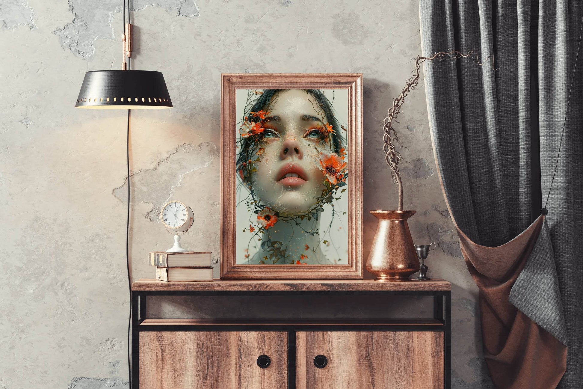 Women With Flowers on Face Digital Art - beink online art store