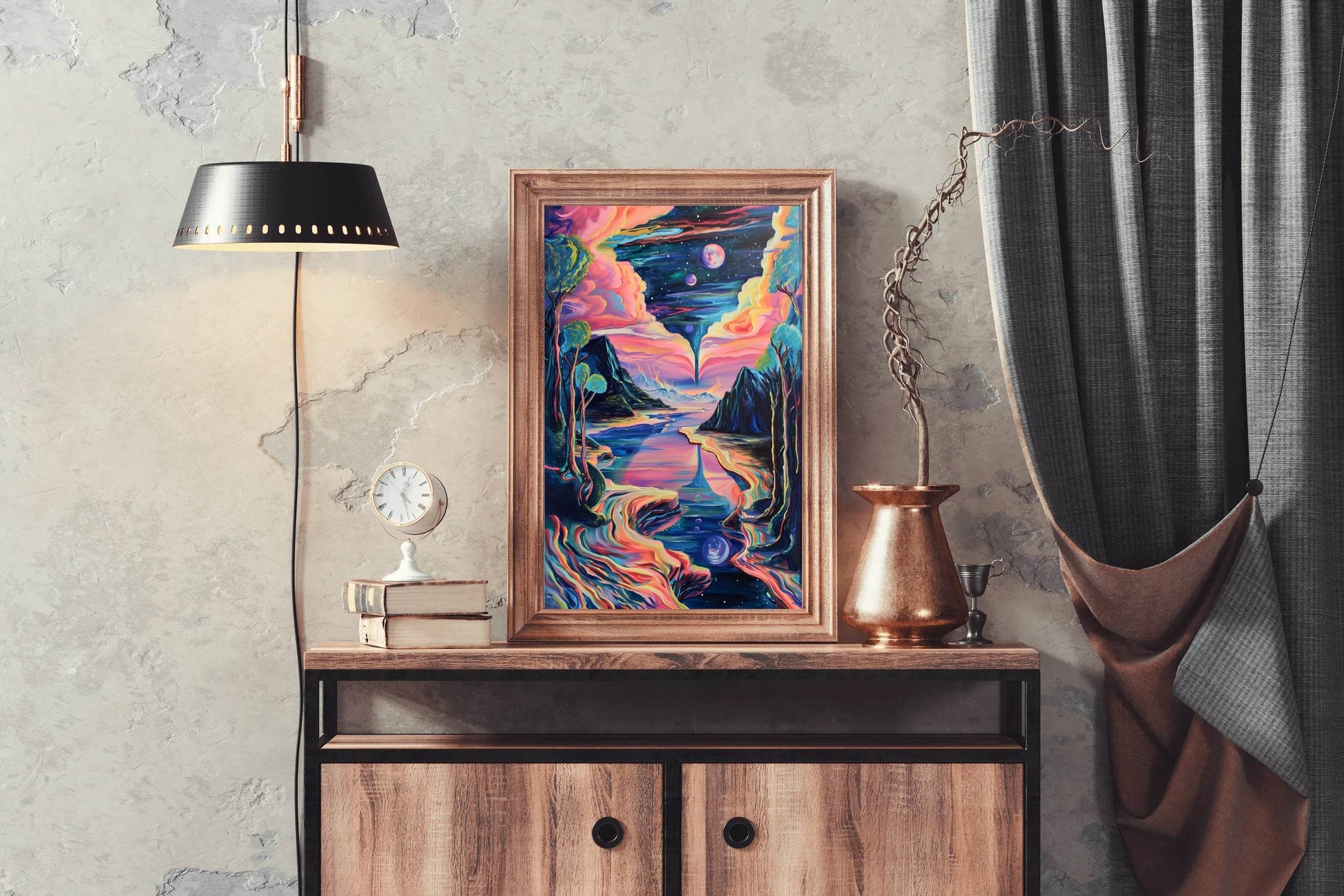 Painting of a night scene with a full moon Wall Art - beink online art store