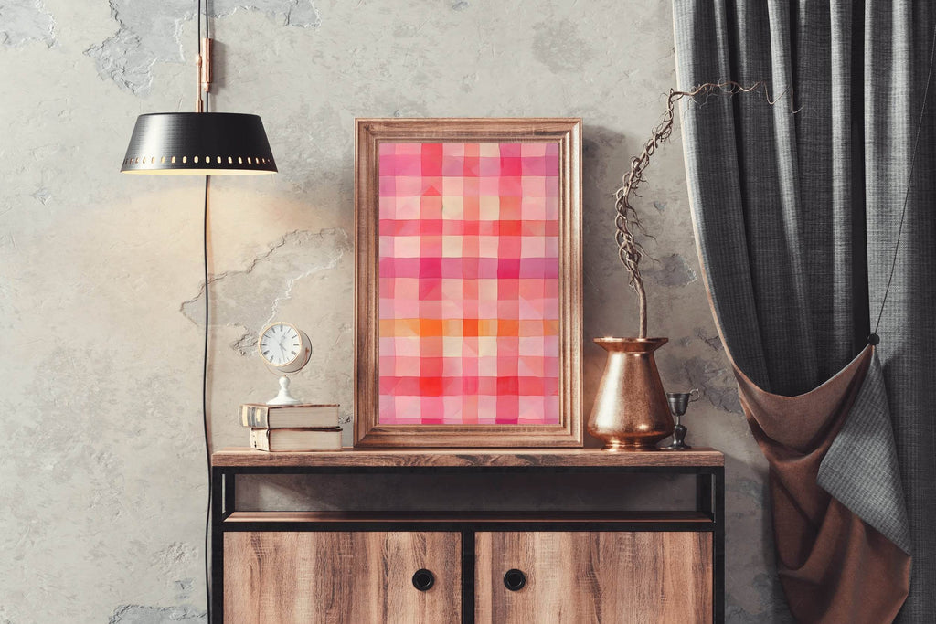 Pink Square Grid Digital Art - beink online art store