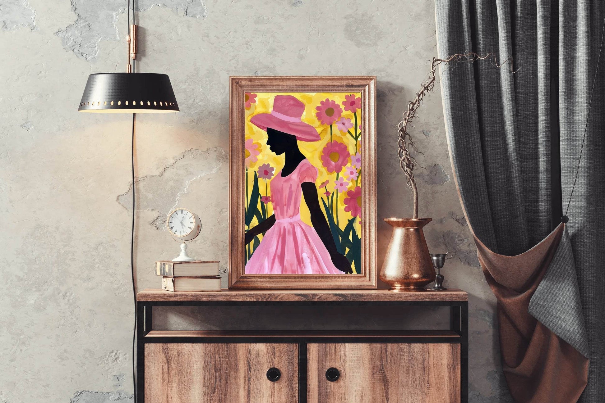 African Woman Flowers Wall Art - beink online art store