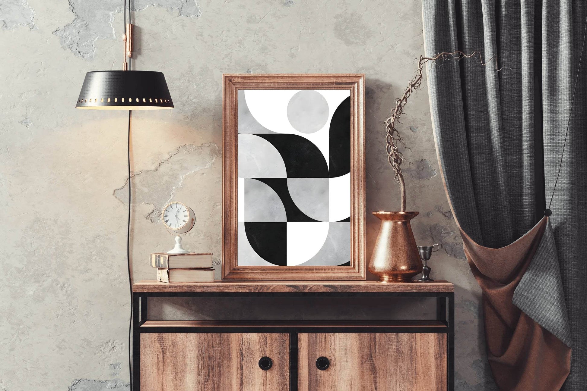 Black and White Geometric Shapes Wall Art - beink online art store