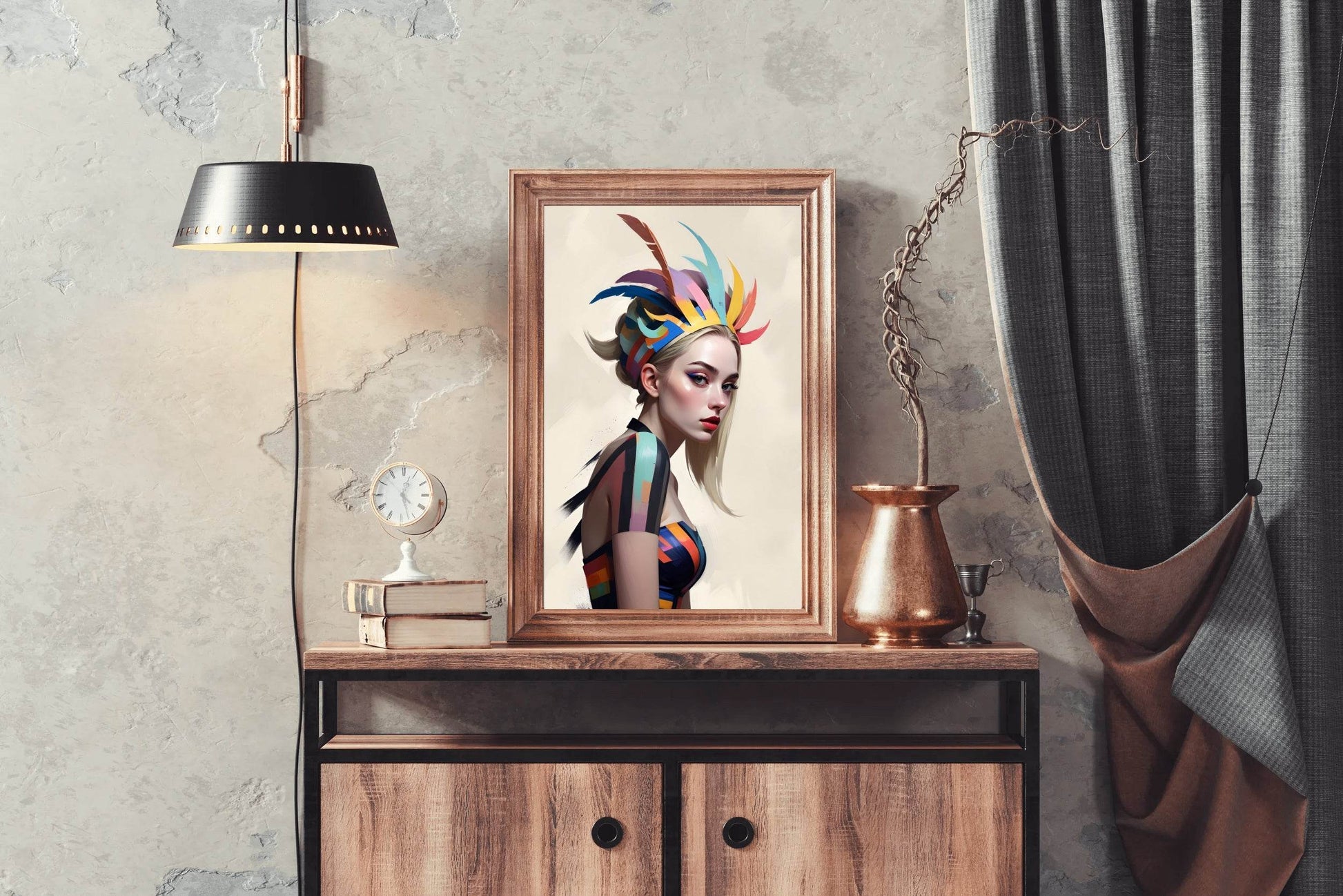 Girl with Colorful dress Wall Art - beink online art store