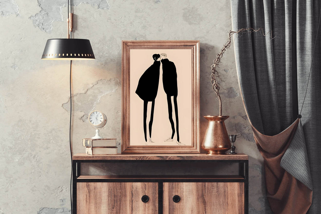 Couple Intimate Moment Modern Wall Art - beink online art store