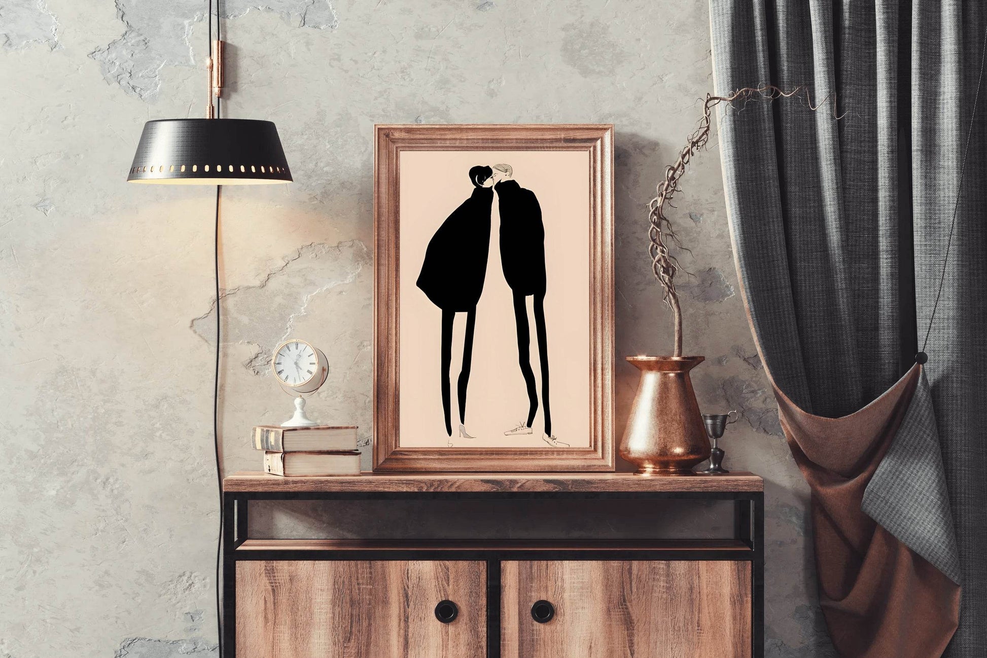 Couple Intimate Moment Modern Wall Art - beink online art store