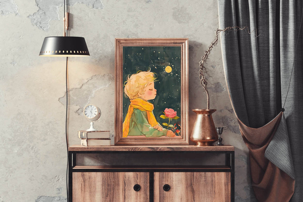 Painting of a Girl With Moon Background - beink online art store