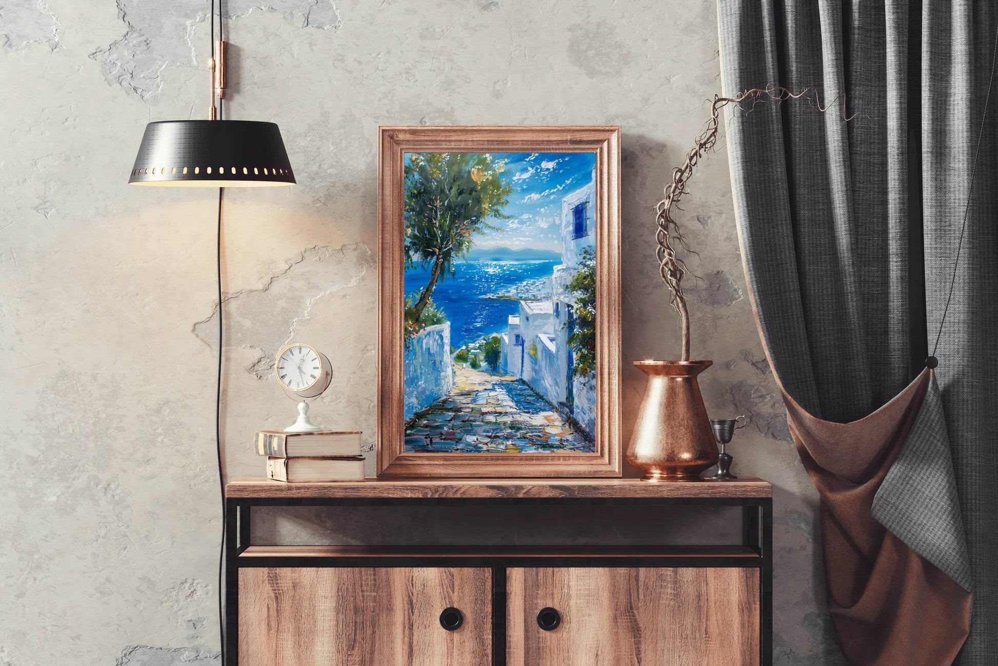 Watercolor Painting Of Coastal Alleys Wall Art - beink online art store