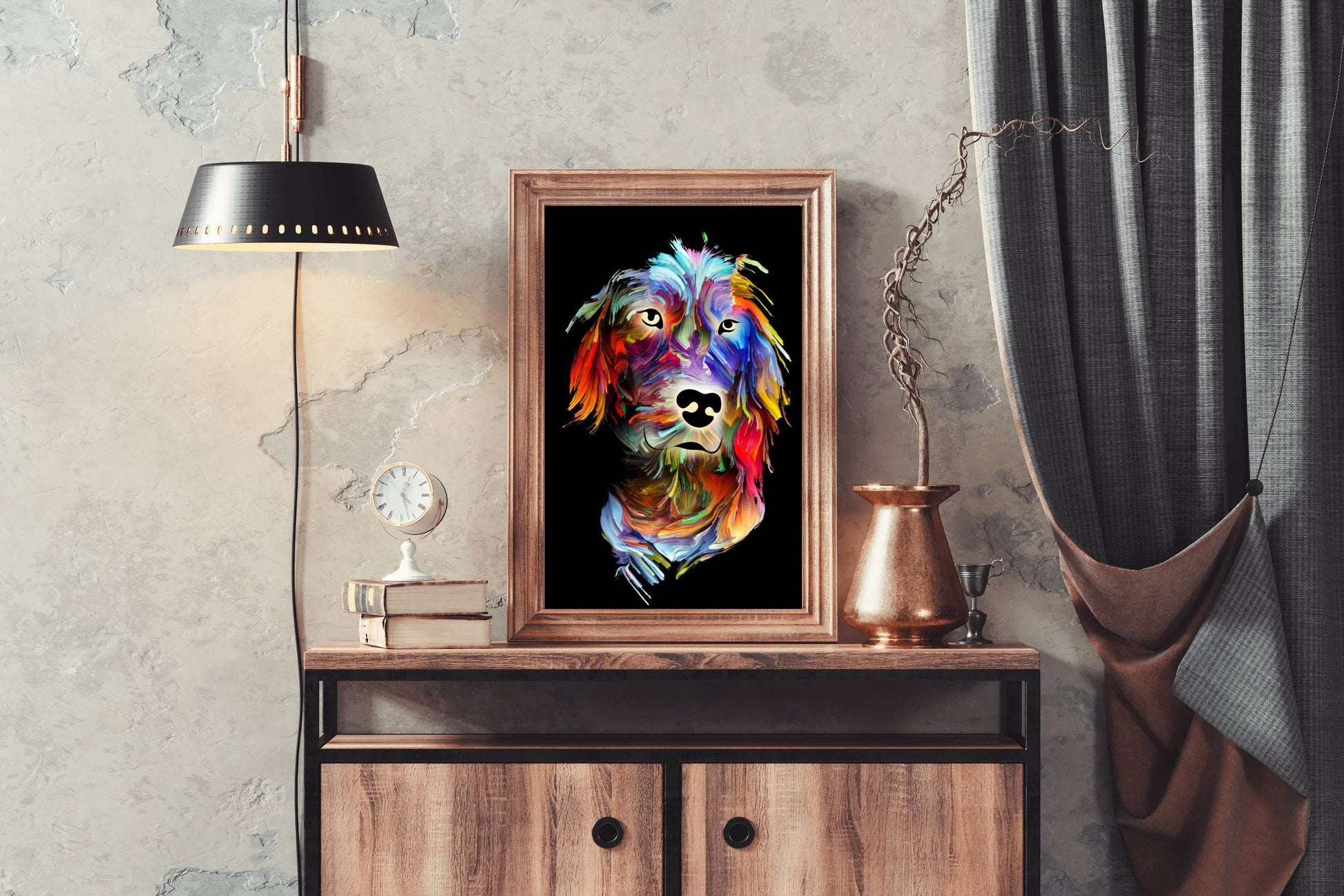 Colorful Oil Paint Dog Face Wall Art - beink online art store