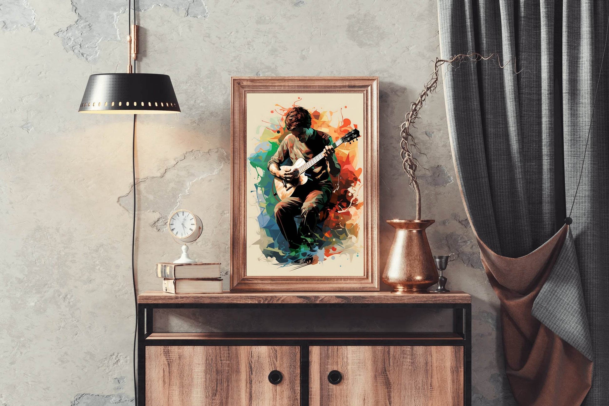 Playing Music With Guitar Wall Art - beink online art store