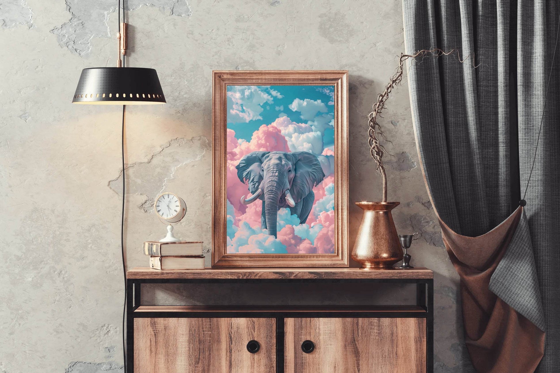 Watercolor Elephant in Clouds Animal Wall Art - beink online art store