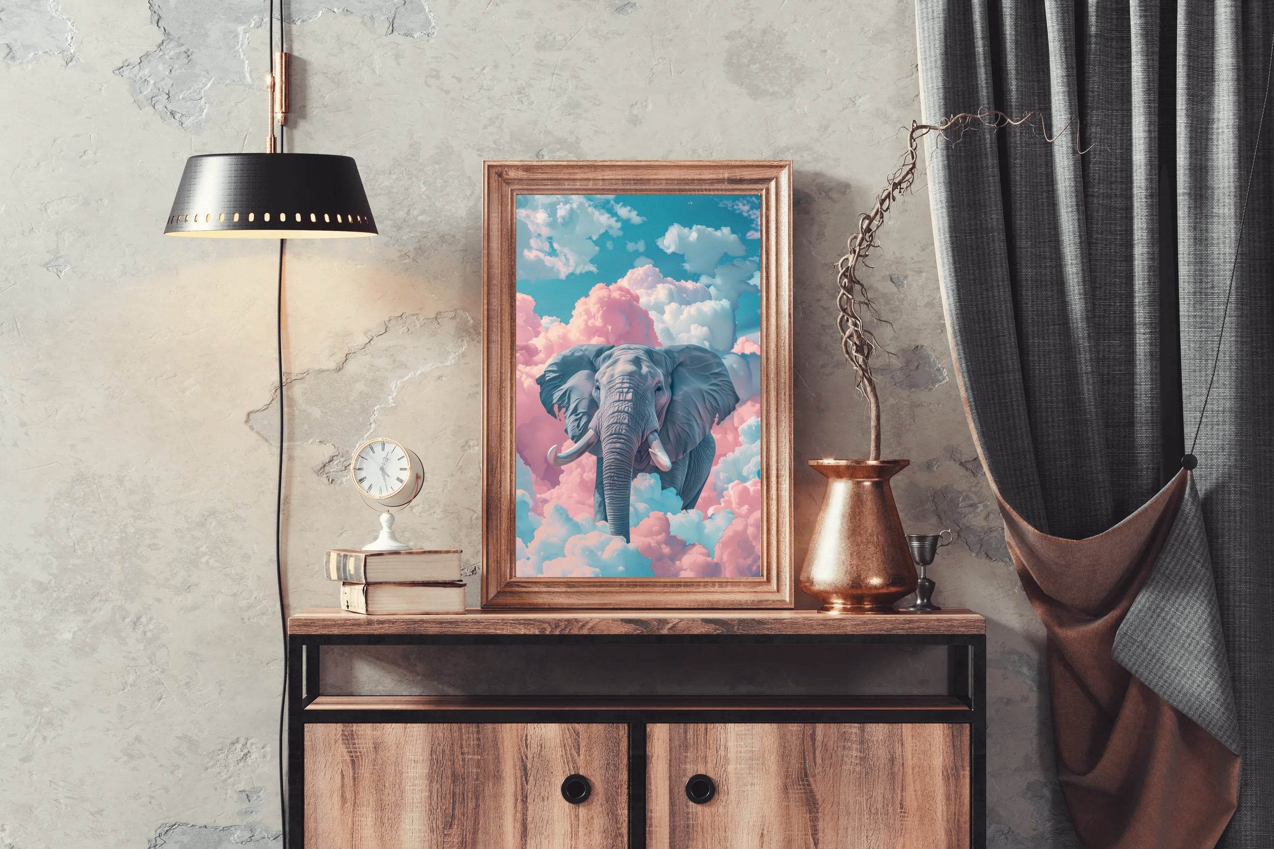 Watercolor Elephant in Clouds Animal Wall Art - beink online art store