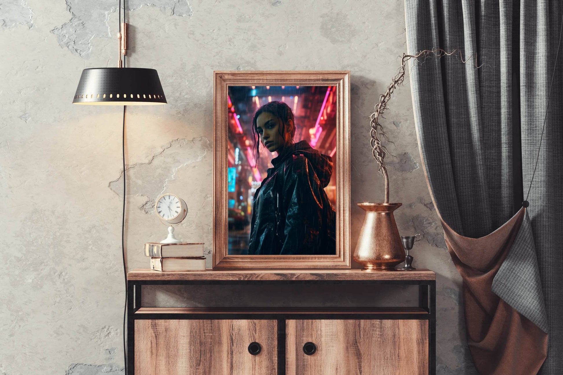 Cyberpunk Female Warrior Wall Art - beink online art store