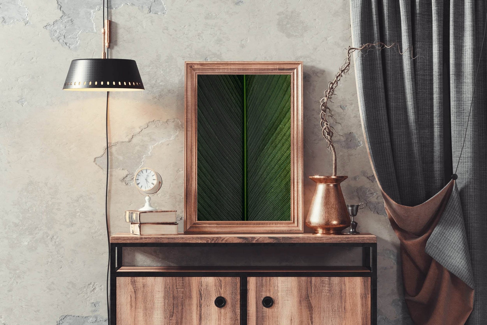 Leaf Lines Green Abstract Wall Art - beink online art store