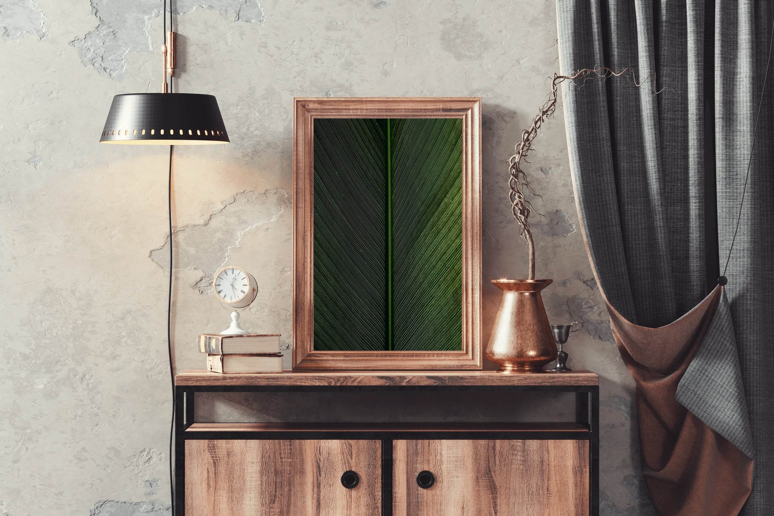 Leaf Lines Green Abstract Wall Art - beink online art store