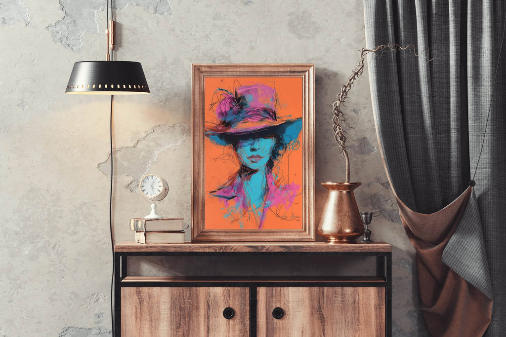 Painting Of A Woman With A Brimmed Hat Wall Art - beink online art store