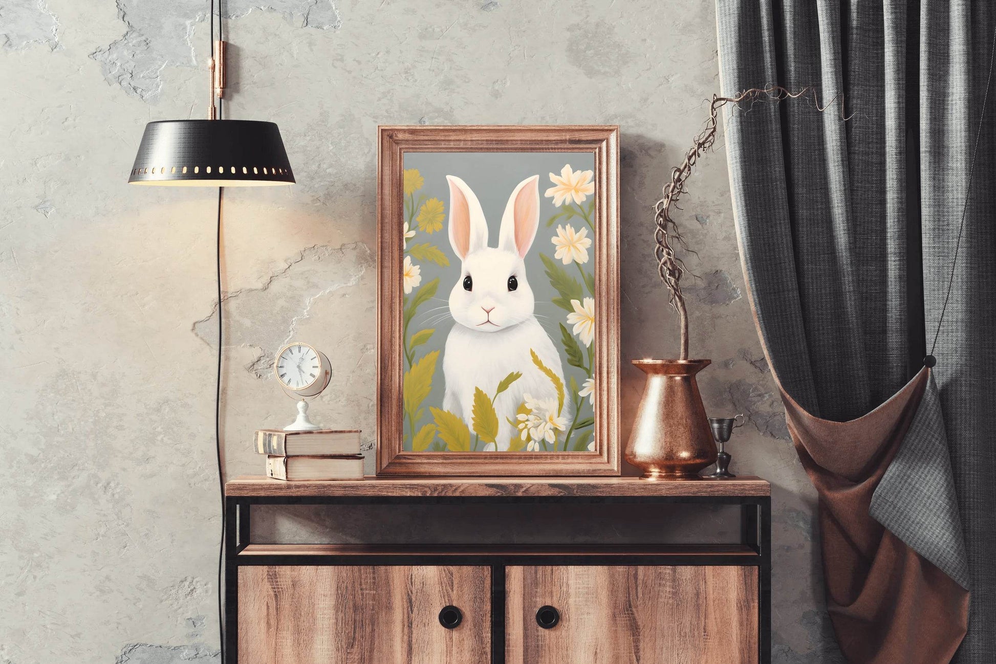 Shocked White Bunny Cartoon Painting - beink online art store