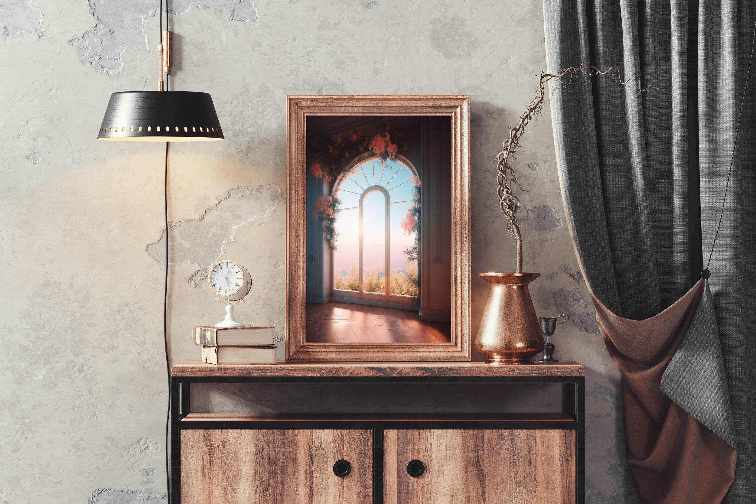 Window with Surreal and Magical Landscape Anime Wall Art - beink online art store