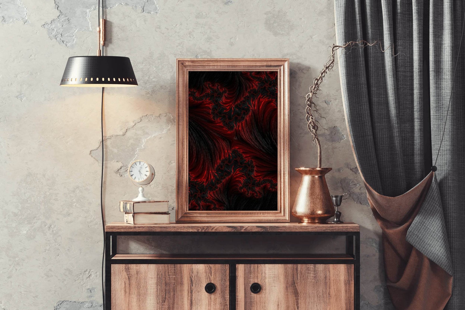 Dark Magnetic Waves Abstract Wall Art - beink online art store