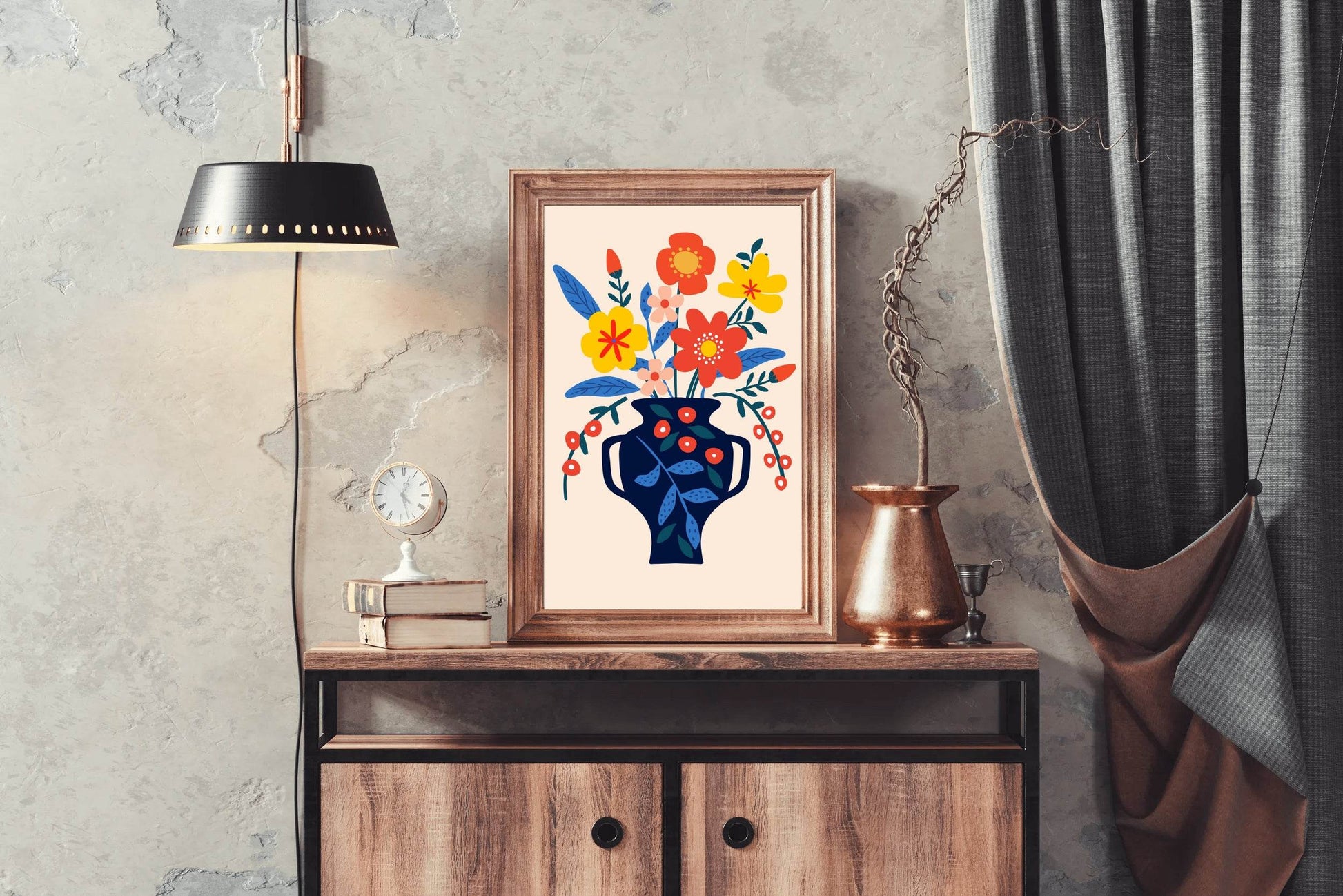 Painting Of a Clay Pot With Summer Flowers Art - beink online art store