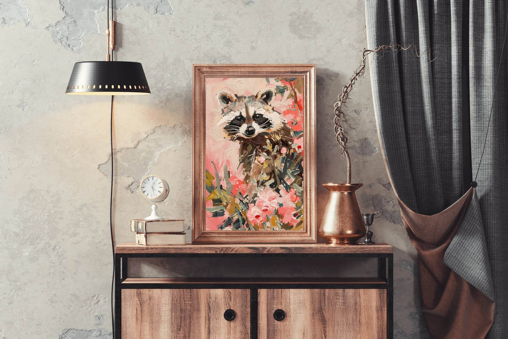 Watercolor Brush Strokes Raccoon Painting - beink online art store