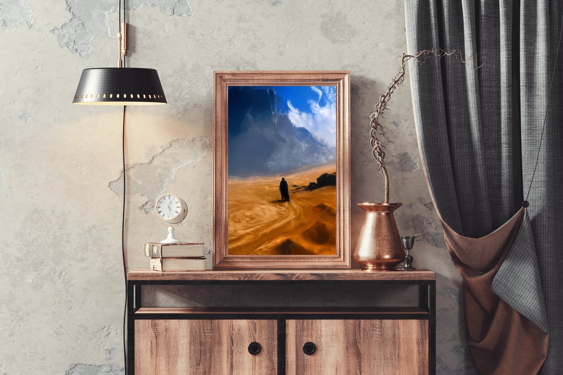 A Man in a Desert - Solitary Traveler Wall Art - beink online art store