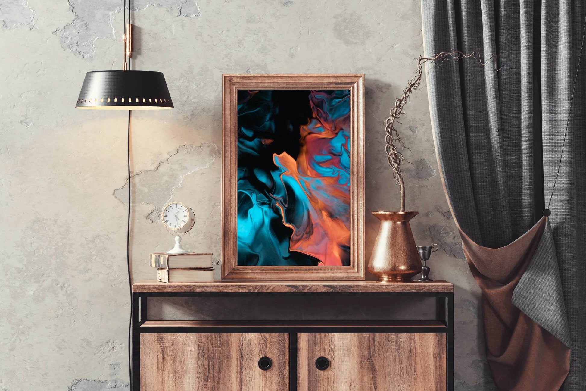 Dark Multicolor Oil Paint Abstract Wall Art - beink online art store