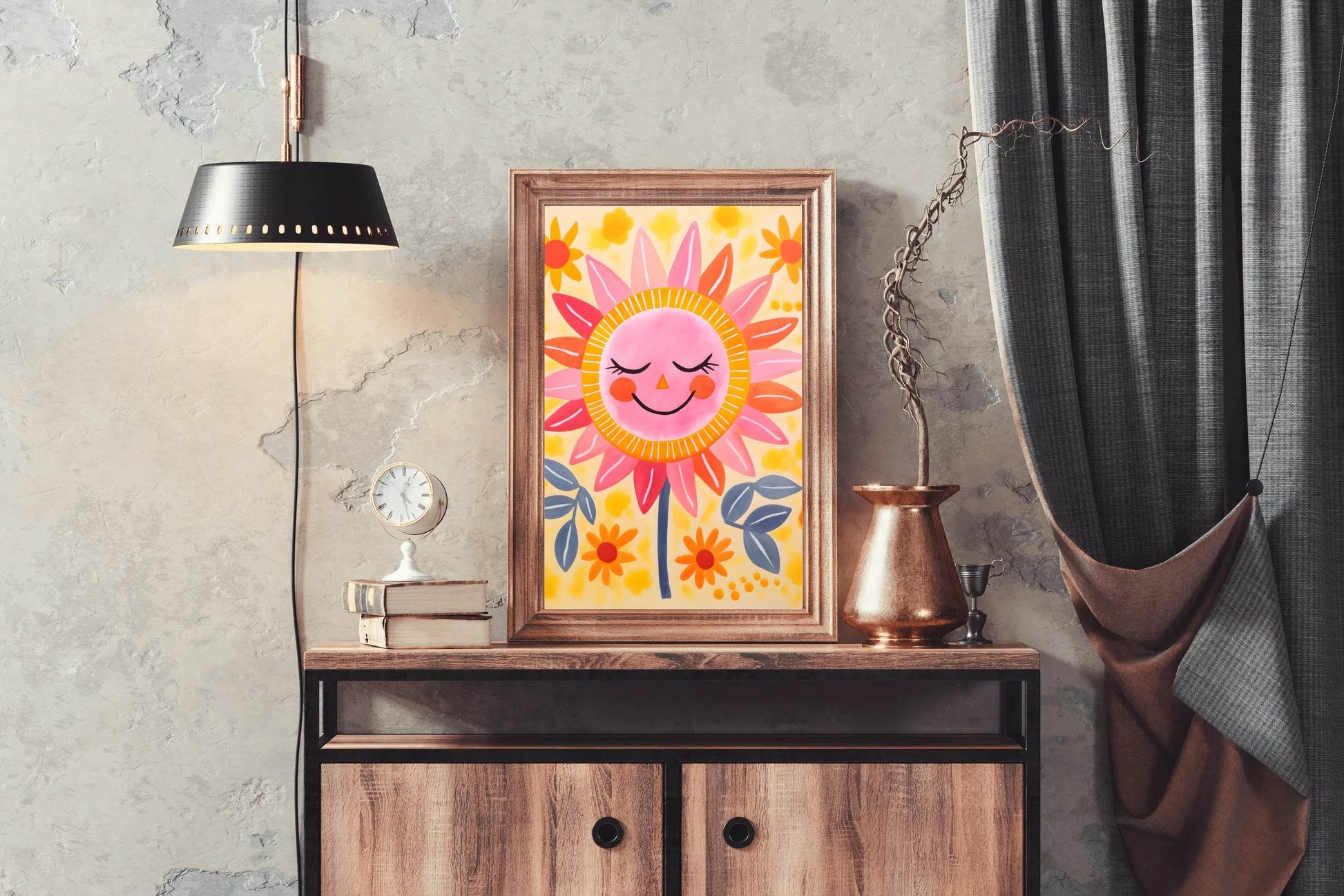Cartoon Sunflower With Closed Eyes - beink online art store