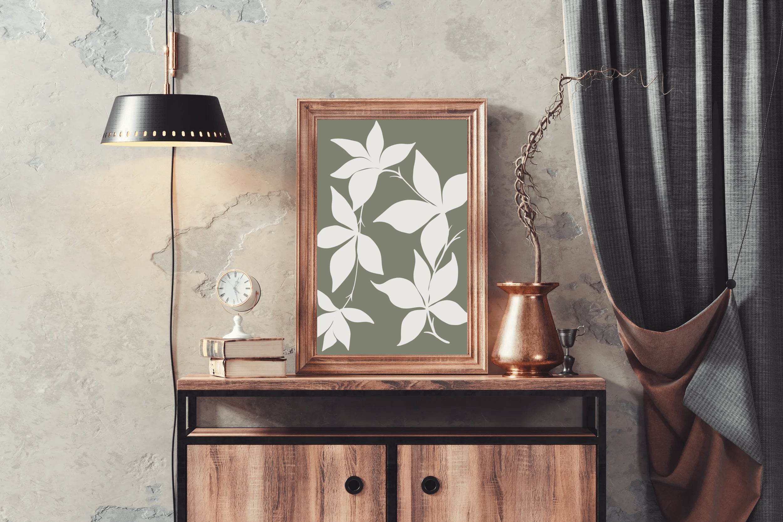 White Blossoms Silhouettes of Flowers ArtWork - beink online art store
